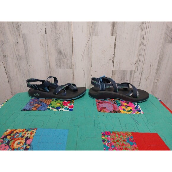 CHACO WOMENS Z/CLOUD ADJUSTABLE STRAP SANDAL IN BLUE/BLACK/GREEN COLORS SIZE 8 - Picture 5 of 9